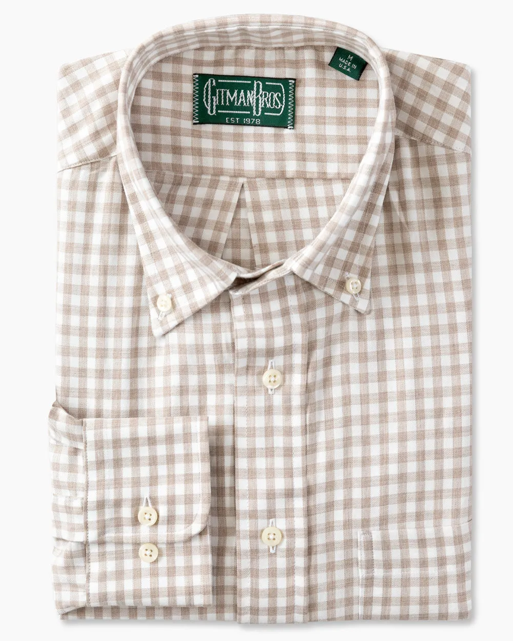 Tan Brushed Twill Check sold by Gitman Brothers product image thumbnail 2