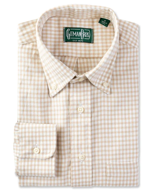 Tan Merino Gingham sold by Gitman Brothers