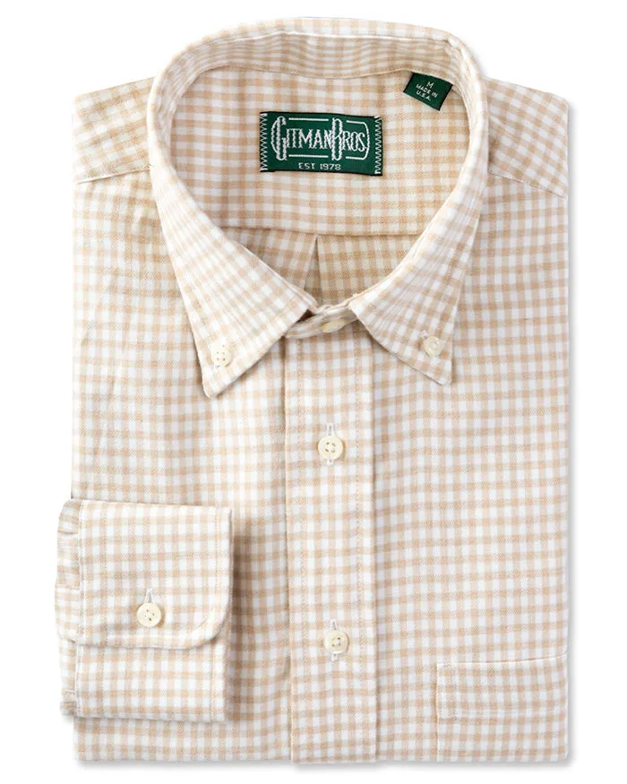 Tan Merino Gingham sold by Gitman Brothers