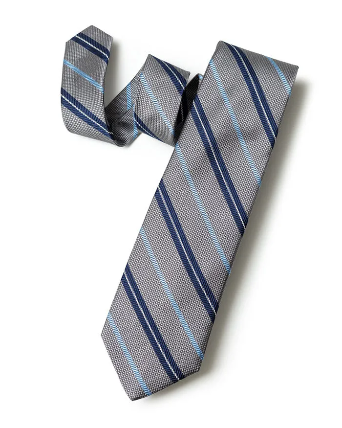 Grey University Stripe Tie sold by Gitman Brothers