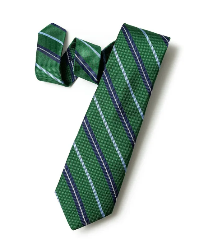 Green University Stripe Tie sold by Gitman Brothers