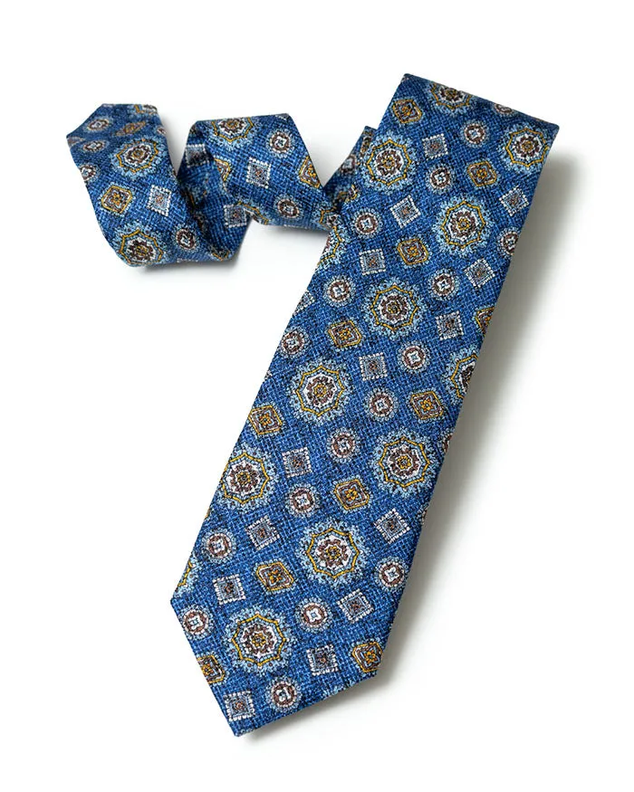 Navy Textured Medallion Tie sold by Gitman Brothers