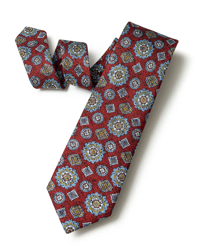 Red Textured Medallion Tie sold by Gitman Brothers