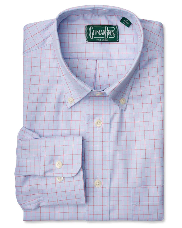 Red Windowpane 100's Twill made by Gitman Brothers