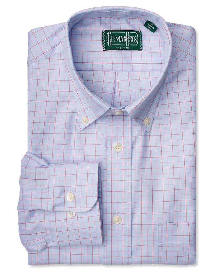 Red Windowpane 100's Twill sold by Gitman Brothers