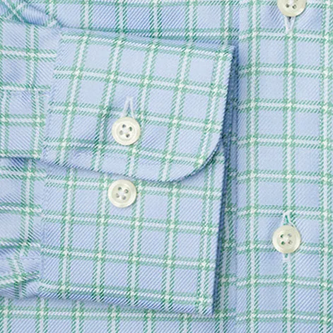 Blue Checked 100's Twill sold by Gitman Brothers product image thumbnail 4