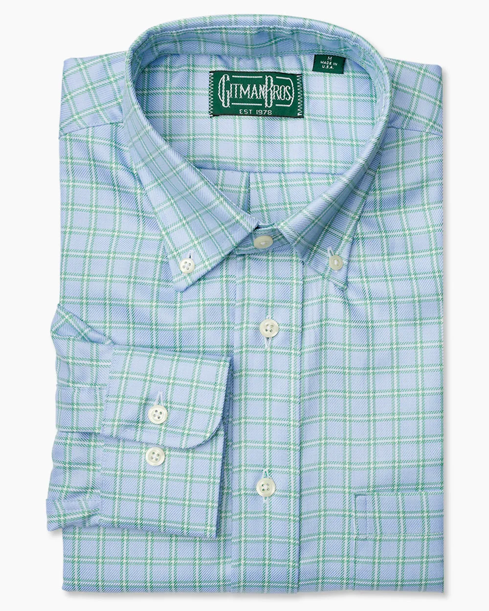 Blue Checked 100's Twill sold by Gitman Brothers product image thumbnail 2