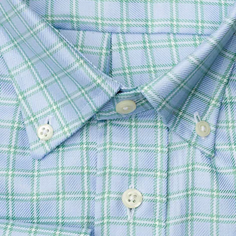 Blue Checked 100's Twill sold by Gitman Brothers product image thumbnail 3