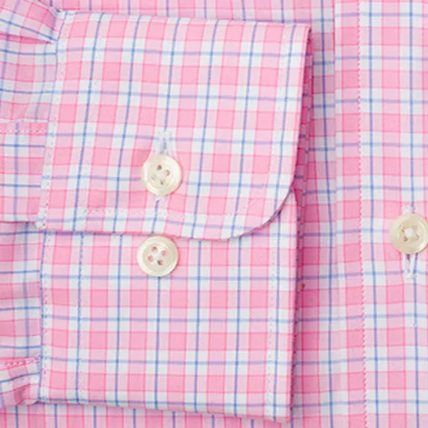 Pink Checked 120's Poplin sold by Gitman Brothers product image thumbnail 4