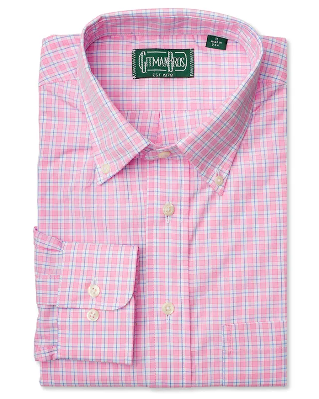Pink Checked 120's Poplin made by Gitman Brothers
