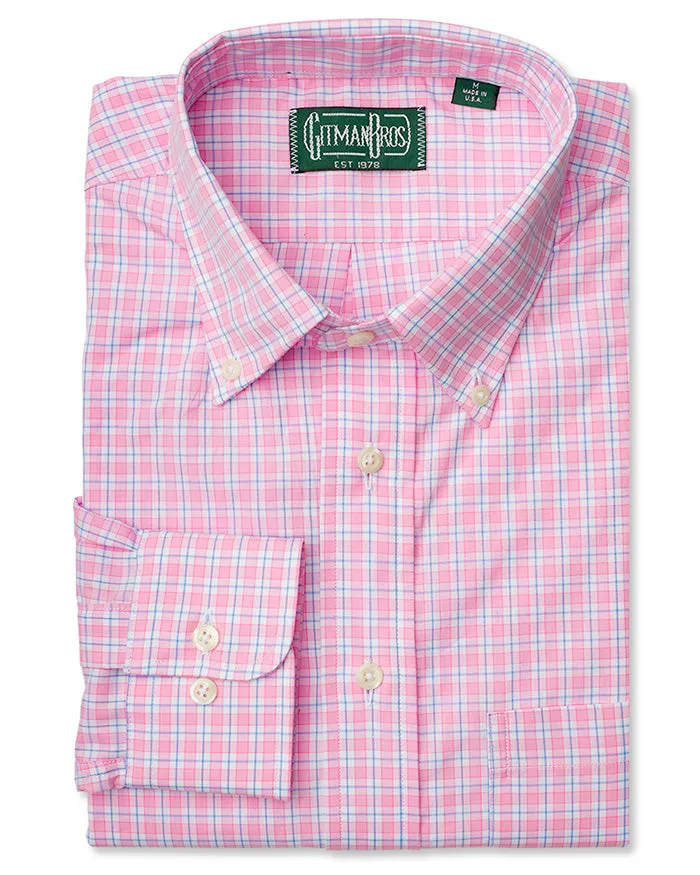 Pink Checked 120's Poplin sold by Gitman Brothers