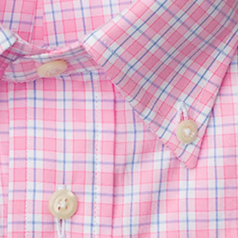 Pink Checked 120's Poplin sold by Gitman Brothers product image thumbnail 5