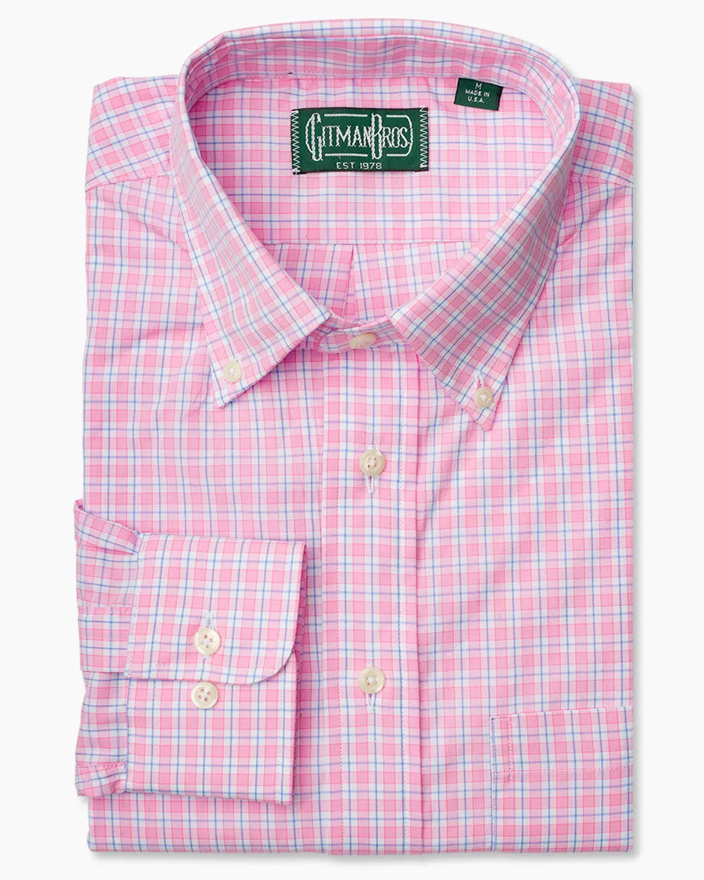 Pink Checked 120's Poplin sold by Gitman Brothers product image thumbnail 2