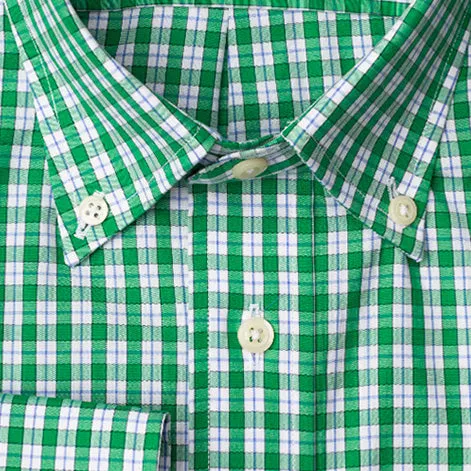 Green Checked 120's Poplin sold by Gitman Brothers product image thumbnail 3