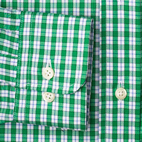 Green Checked 120's Poplin sold by Gitman Brothers product image thumbnail 4
