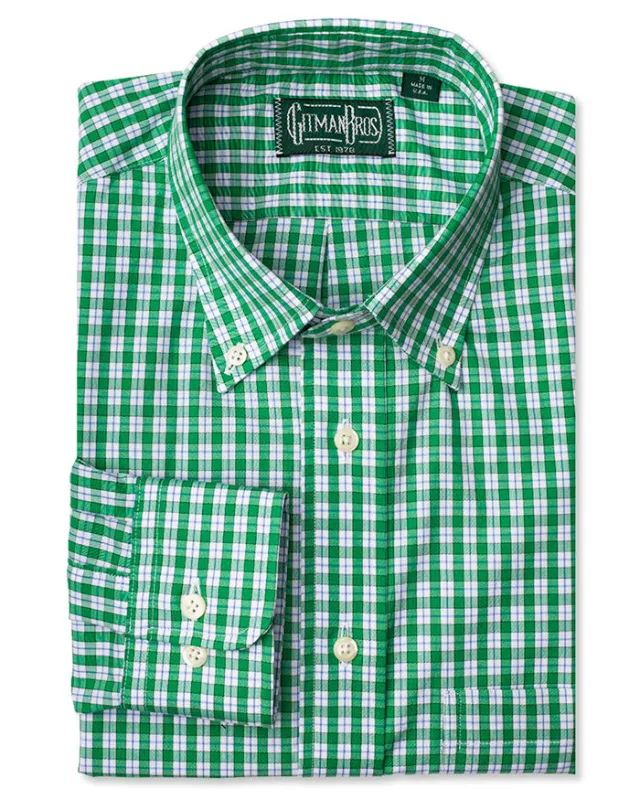 Green Checked 120's Poplin made by Gitman Brothers