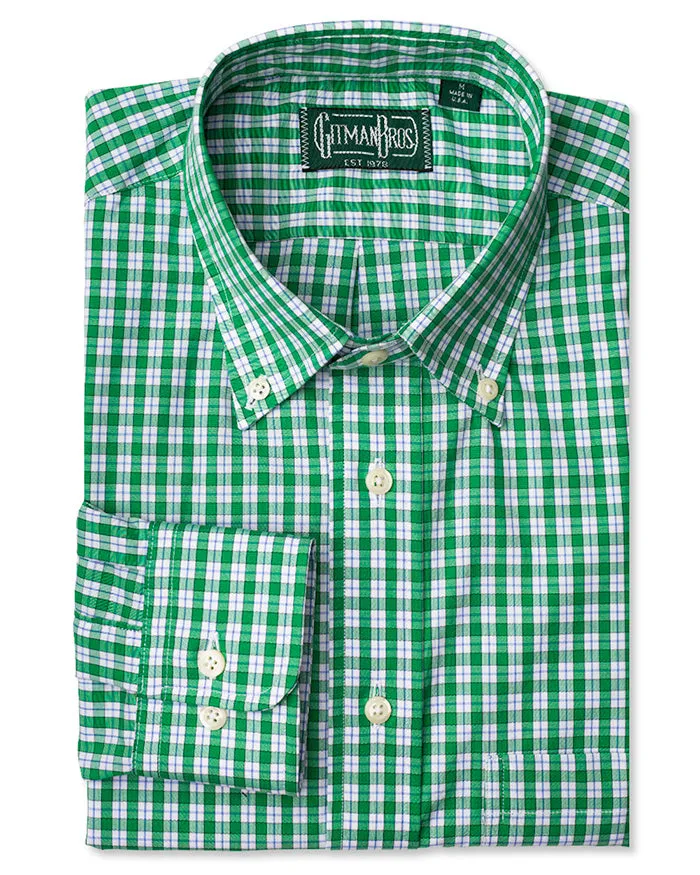 Green Checked 120's Poplin sold by Gitman Brothers
