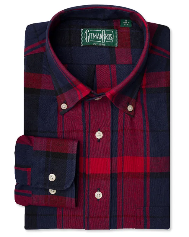 Navy Cotton/Linen Madras made by Gitman Brothers