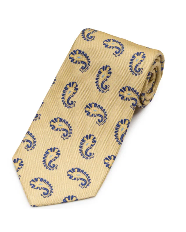 Gold Neat Paisley Tie made by Gitman Brothers