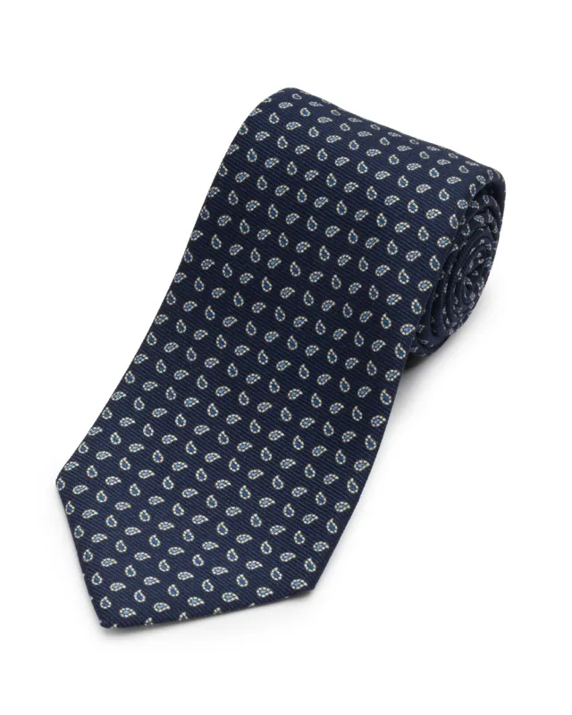 Navy Printed Neat Tie made by Gitman Brothers