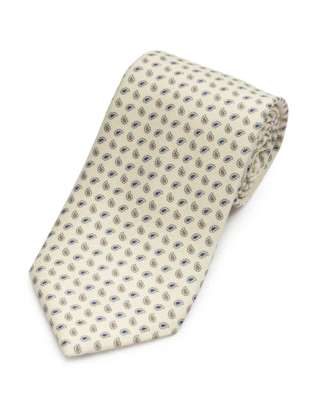 Tan Printed Neat Tie made by Gitman Brothers
