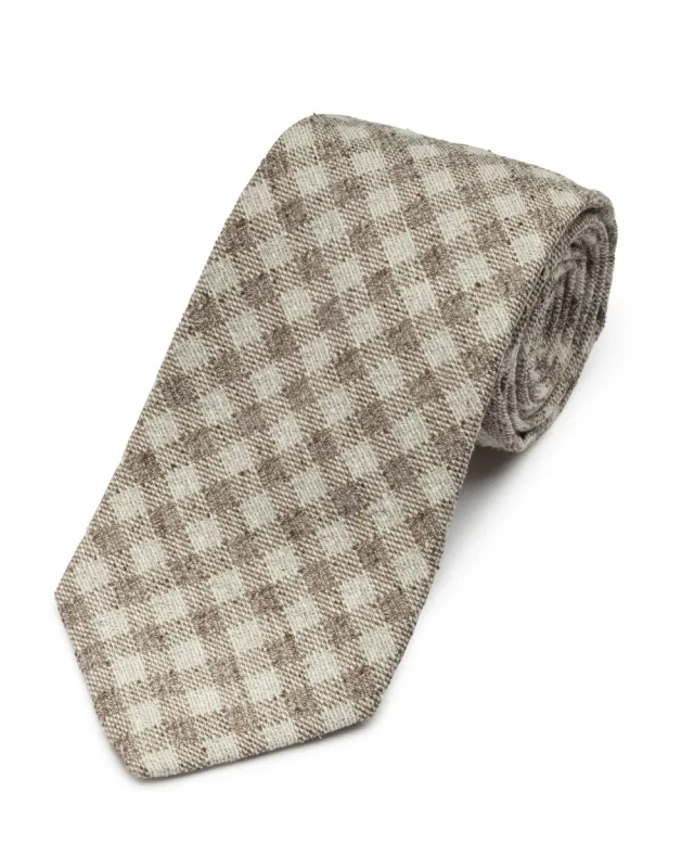 Tan Textured Gingham Tie made by Gitman Brothers