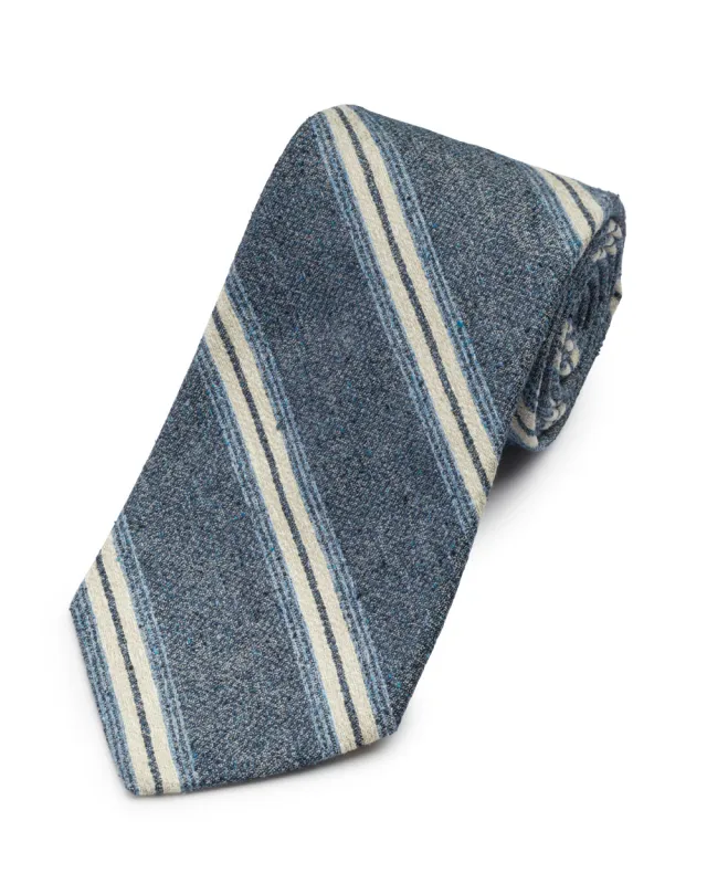 Navy Textured Stripe Tie made by Gitman Brothers