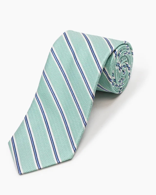 Mint Derby Stripe Tie made by Gitman Brothers