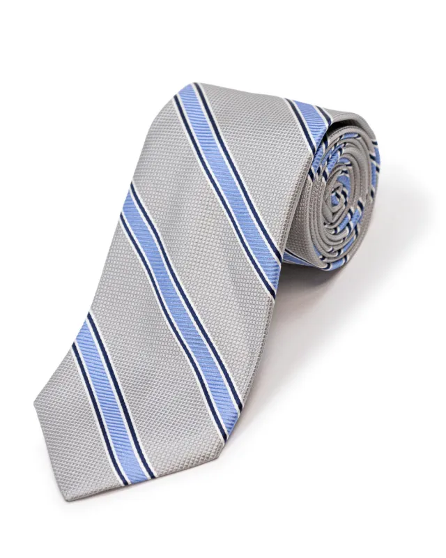 Grey University Stripe Tie made by Gitman Brothers