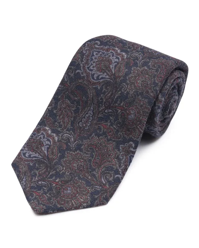 Navy Tonal Paisley Tie made by Gitman Brothers