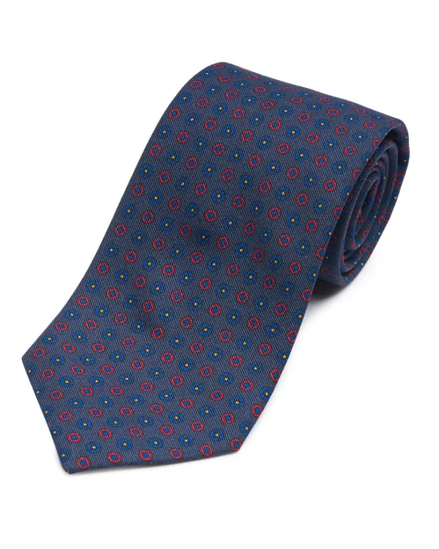 Navy Printed Medallion Tie made by Gitman Brothers