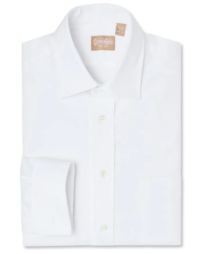 Medium Spread Pinpoint French Cuff White - Classic sold by Gitman Brothers
