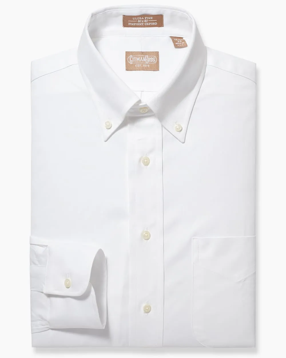 Button Down Pinpoint White - Big/Tall sold by Gitman Brothers product image thumbnail 2