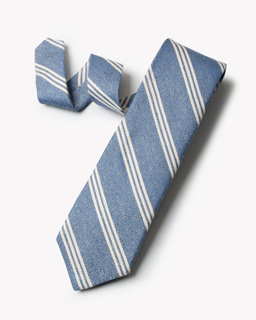 Blue Silk/Linen Regimental Stripe Tie sold by Gitman Brothers product image thumbnail 2