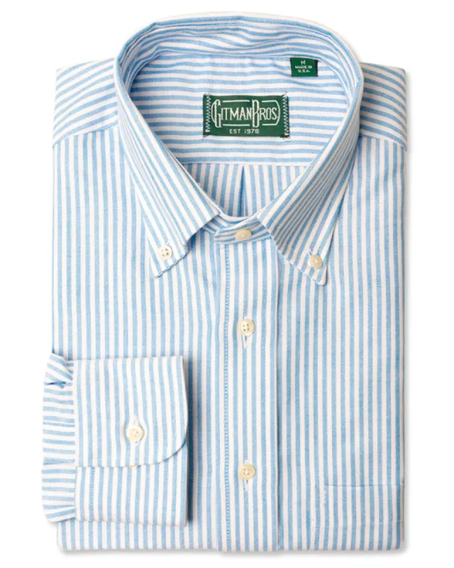 Teal Stripe Spring Oxford sold by Gitman Brothers