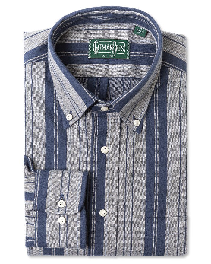Navy Striped Flannel sold by Gitman Brothers