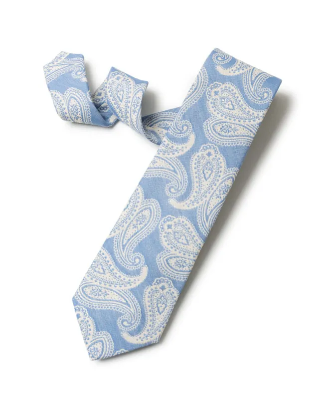 Blue Tonal Woven Paisley Tie sold by Gitman Brothers