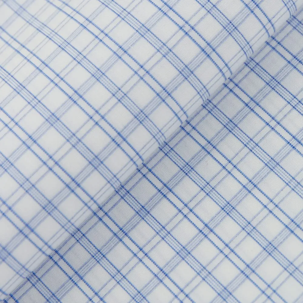 Blue 100's Broadcloth Check sold by Gitman Brothers product image thumbnail 3
