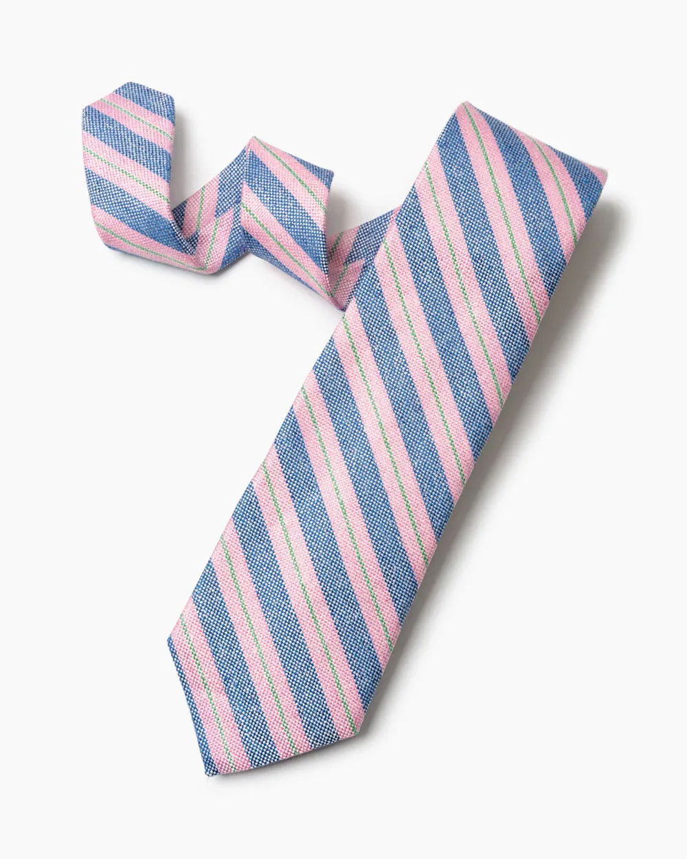 Pink Silk/Linen Regimental Stripe Tie sold by Gitman Brothers product image thumbnail 2