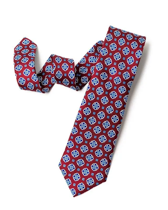 Burgundy Medallion Print Tie sold by Gitman Brothers