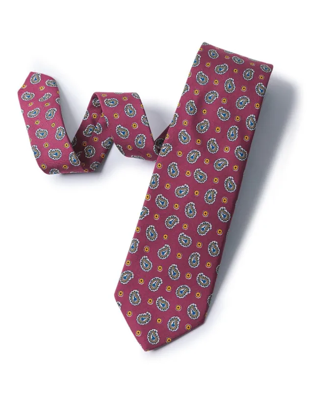 Red Neat Paisley Print Tie sold by Gitman Brothers