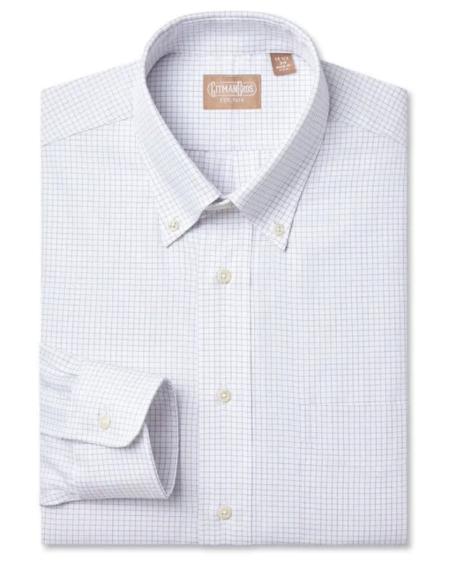 Button Down Blue & Brown Twill Tattersall - Classic sold by Gitman Brothers