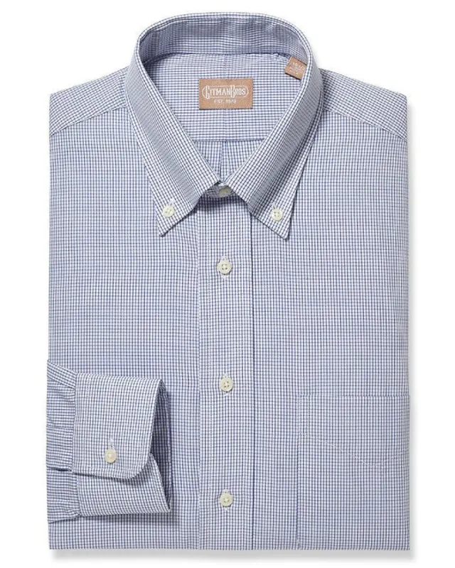 Button Down Graph Check Navy sold by Gitman Brothers