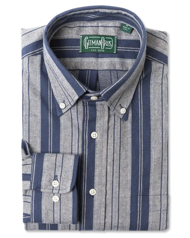 Navy Striped Flannel sold by Gitman Brothers