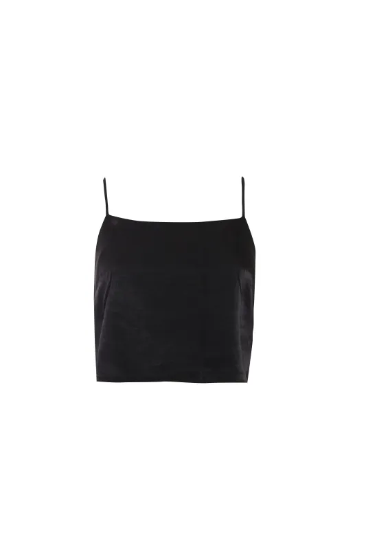 Glamorous Women's Vest Tops - Black Satin made by Glamorous