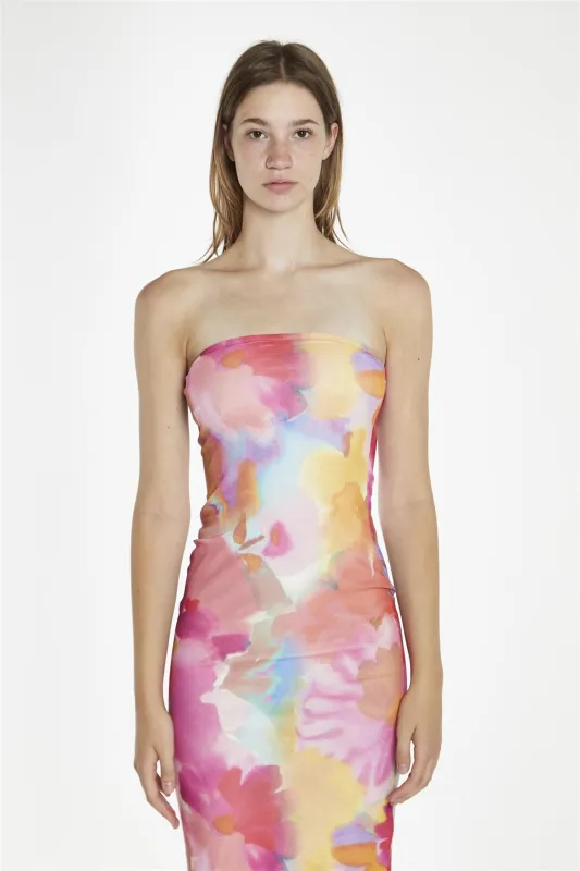 Bodycon Midi Dress - Multi Watercolour Flower sold by Glamorous