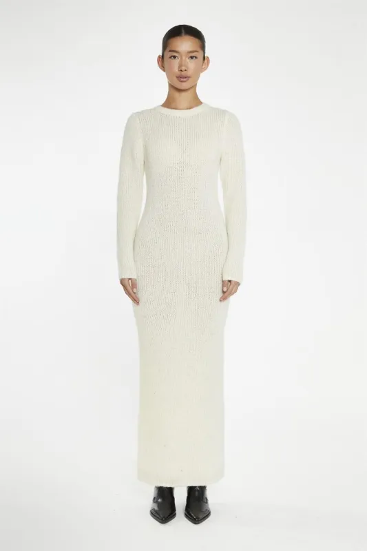 Cream Long Sleeve Bodycon Knitted Maxi Dress sold by Glamorous