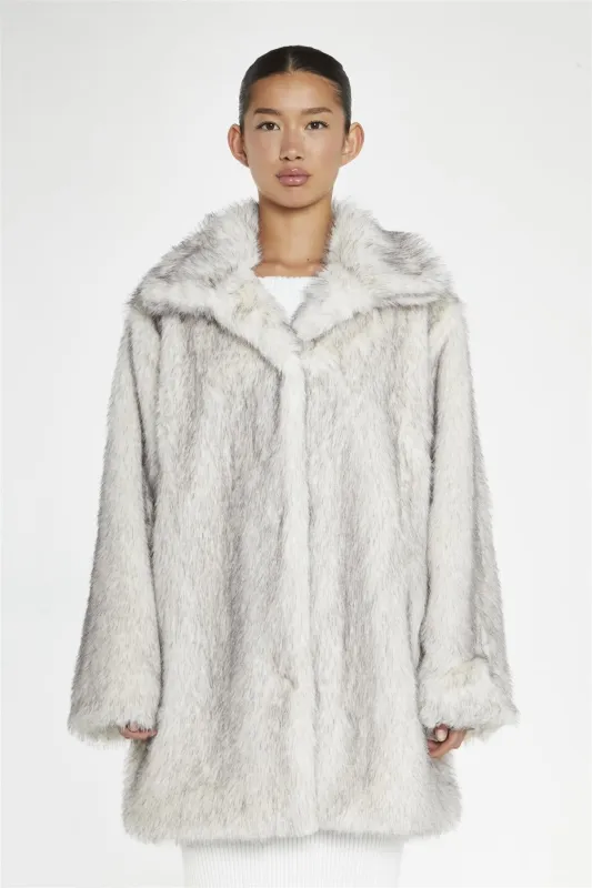 Faux Fur Jacket - Natural sold by Glamorous