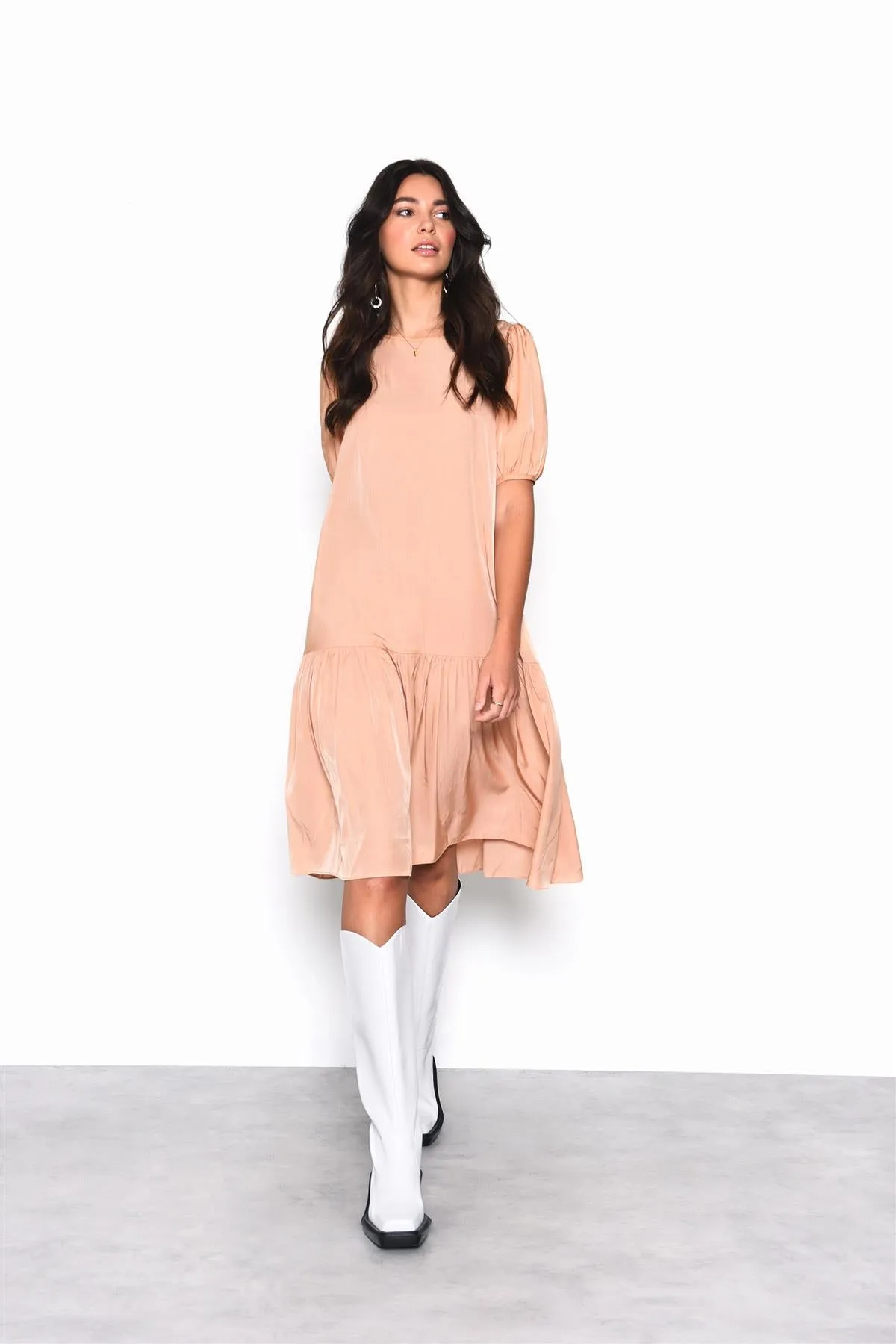 Apricot Drop-Waist Midi-Dress sold by Glamorous