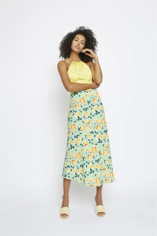 Golden-Yellow-Sateen Halter Crop-Top sold by Glamorous